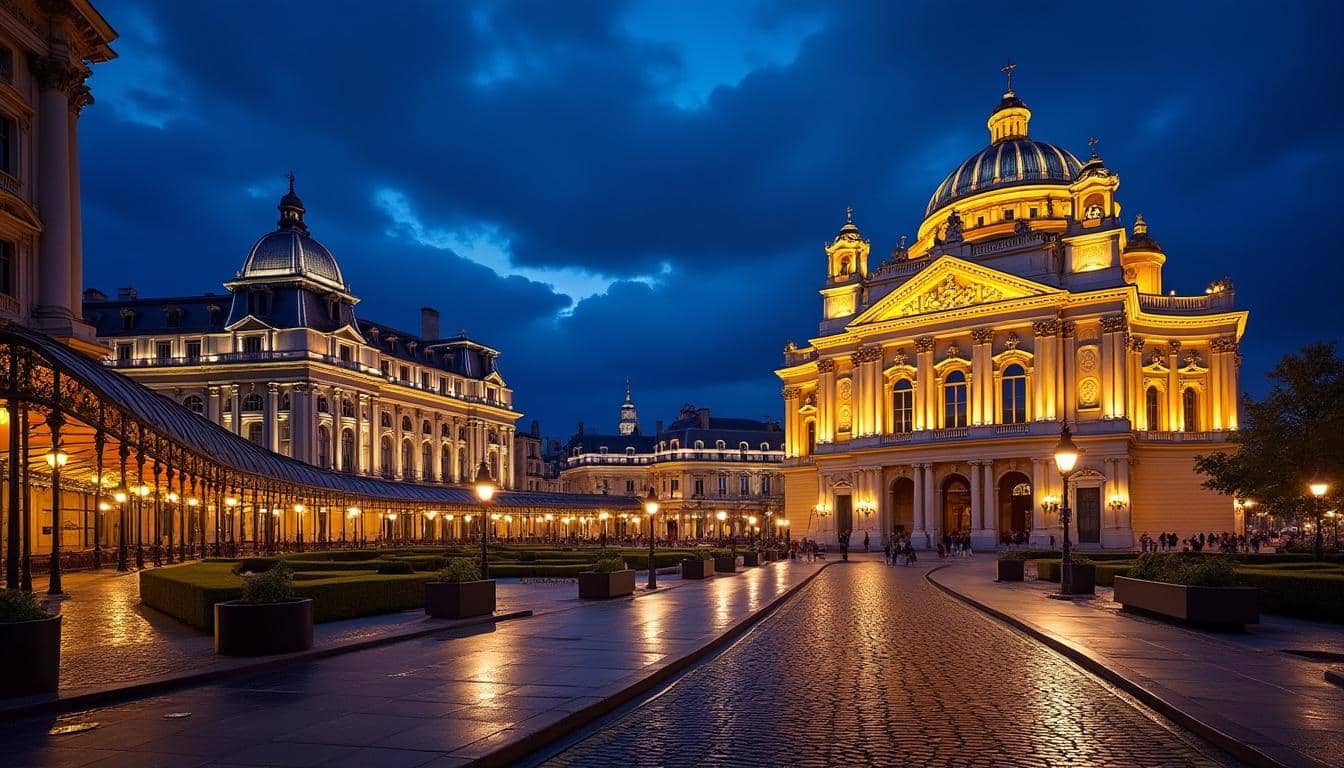 découvrez paris by night à travers une balade lumineuse autour de l'opéra garnier, du palais royal et des passages couverts éclairés, pour une expérience magique et romantique au cœur de la ville.
