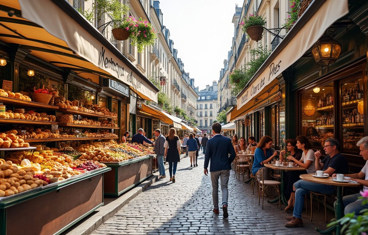découvrez le paris gourmand, un voyage culinaire de la vibrante rue montorgueil aux charmants quartiers de saint-germain-des-prés, entre marchés animés, pâtisseries emblématiques et bistrots traditionnels.
