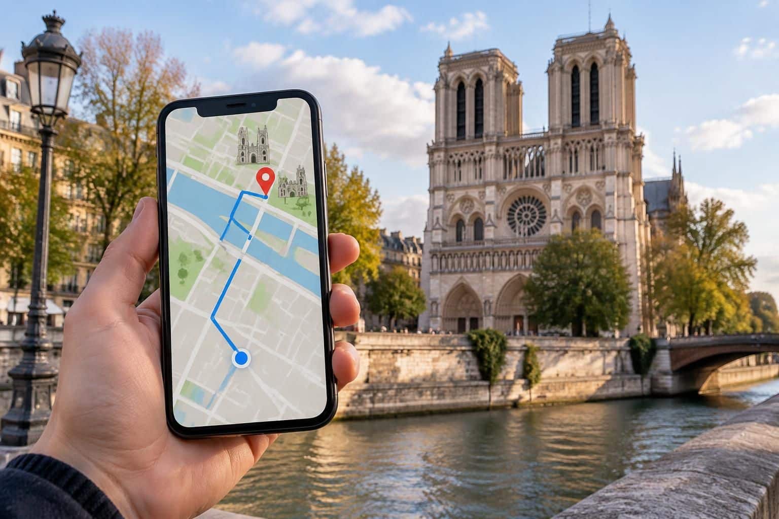 consultez l’itinéraire vers notre-dame de paris sur maps et repérez facilement le meilleur trajet pour rejoindre la cathédrale.