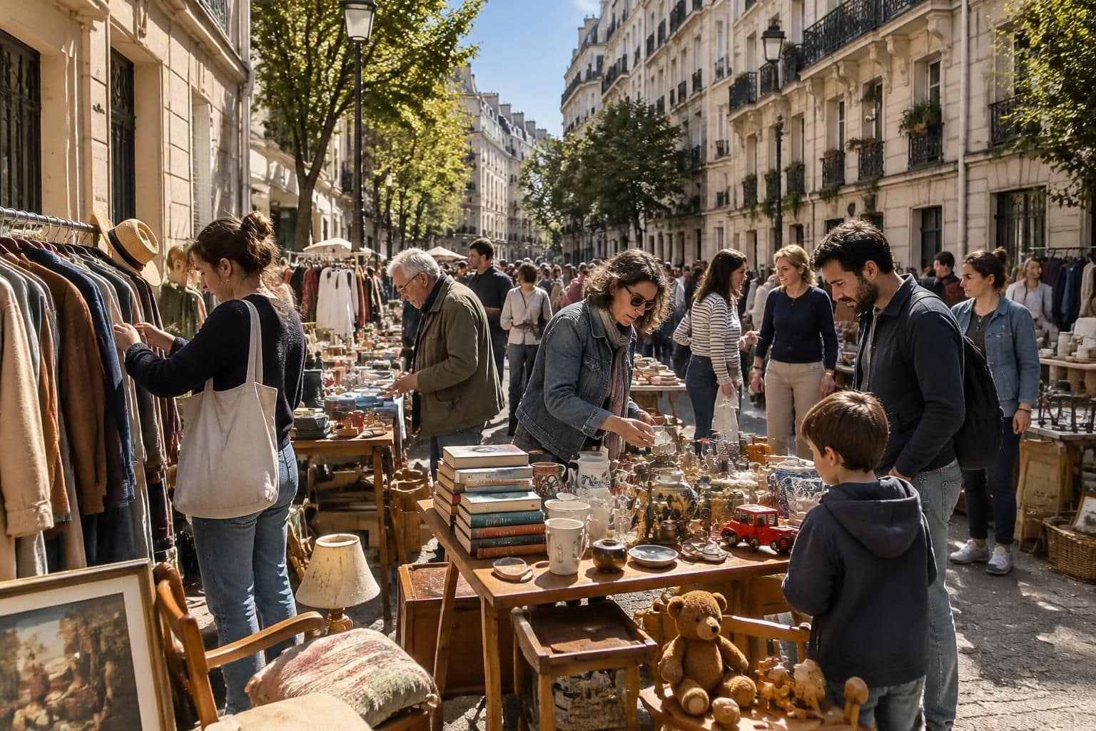 l’association de quartier organise un vide-grenier à paris 20, près de gambetta. venez chiner, vendre vos objets et partager un moment convivial.