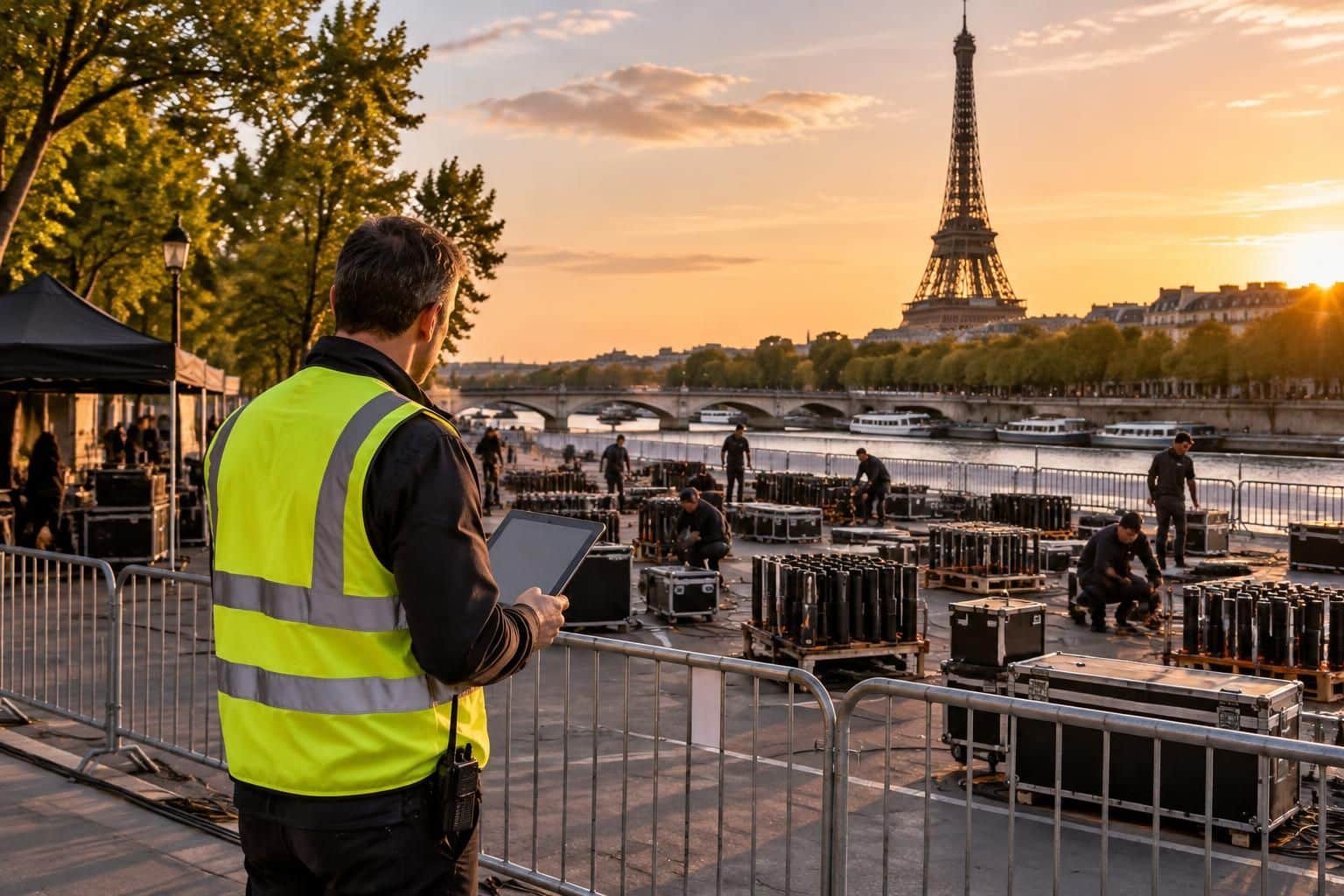un organisateur d’événements prépare le feu d’artifice à paris aujourd’hui. découvrez les coulisses de cette soirée festive dans la capitale.
