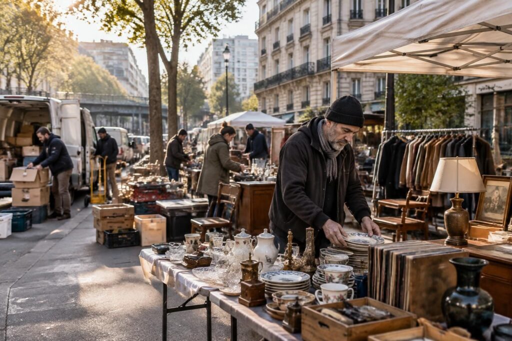 l’organisateur local prépare la brocante du 19e arrondissement, avenue de flandre à paris. découvrez les informations pratiques et les exposants attendus.